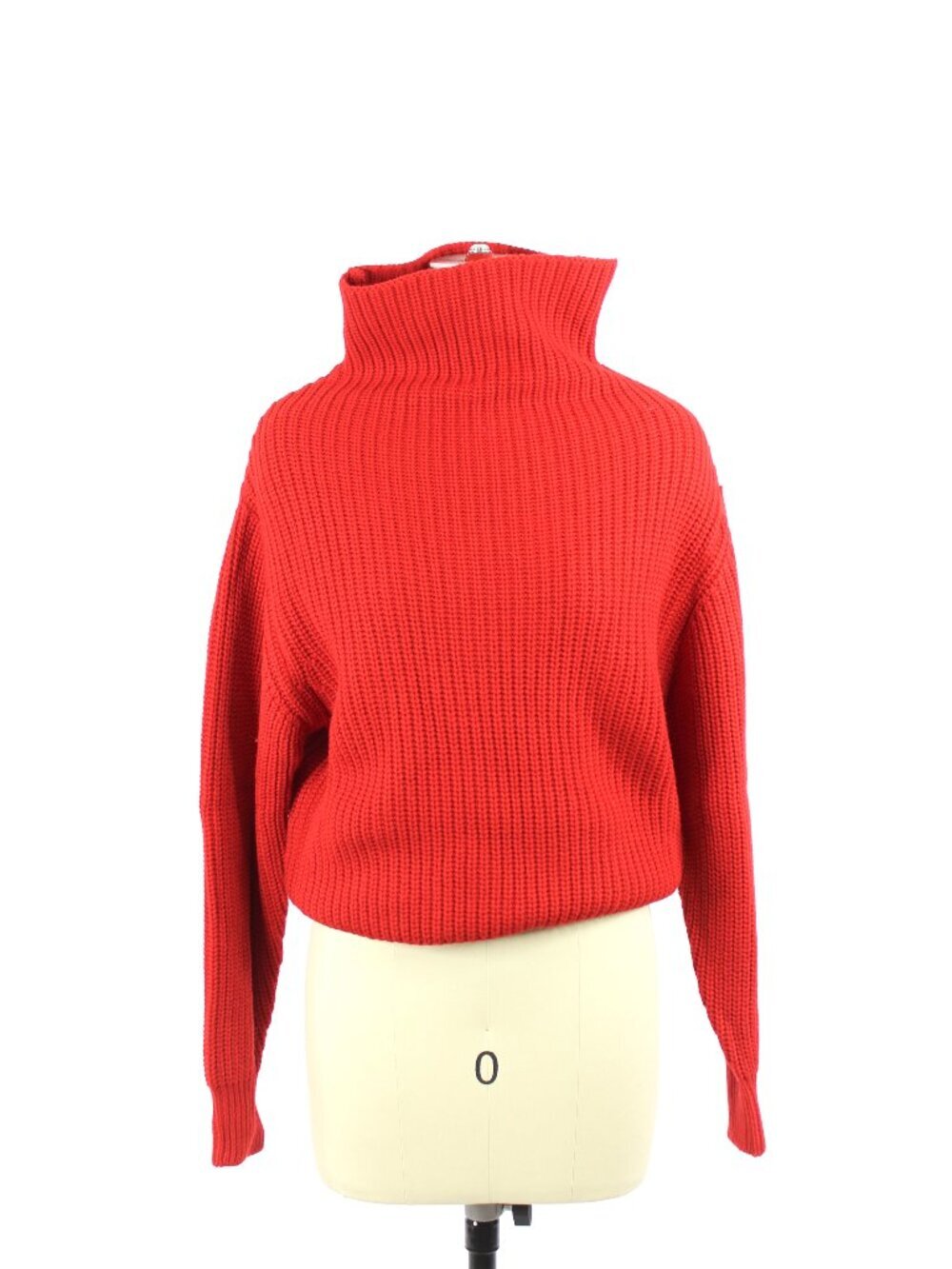 Aritzia WILFRED Montpellier Red Merino Wool Ribbed Mock Neck Sweater, Size XXS